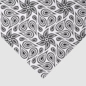 Modern Paisley Pattern Cool Black and White Floral Tissuepapier (Detail)