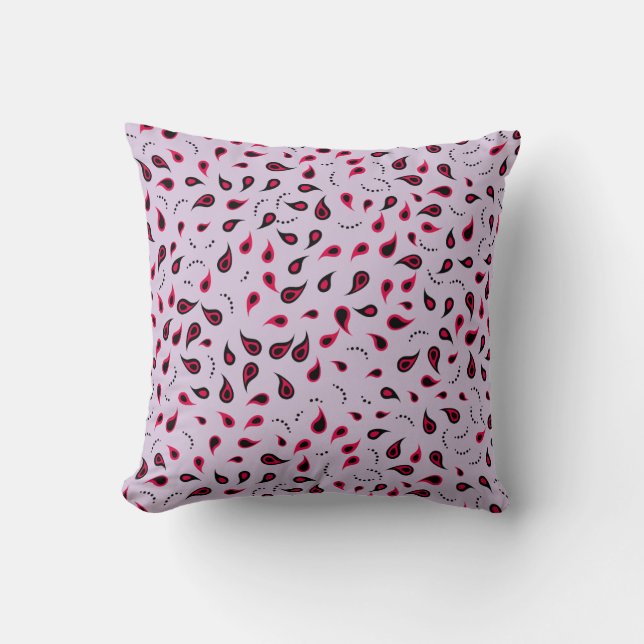 Modern Paisley Red en Lila Sierkussen (Voorkant)
