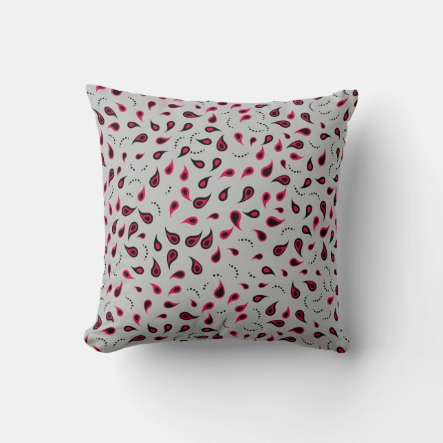 Modern Paisley Red & Grey Sierkussen (Voorkant)