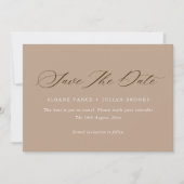 Modern Pale Taupe Typography Save the Date Card  (Voorkant)