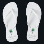 Modern Palm Bachelorette Teenslippers<br><div class="desc">De gepersonaliseerde bachelorette teenslippers met "bruidstribe"in modern manuscriptdoopvont en een tropische palmboom van de waterverf. Personaliseer uw naam - koop er één voor elke vrouw.</div>