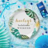 Modern Palm Bachelorette Weekend met naam Papieren Bordje (Feest)