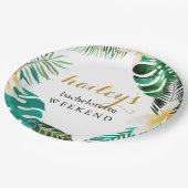 Modern Palm Bachelorette Weekend met naam Papieren Bordje (Gekanteld)