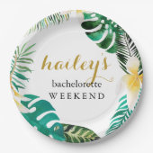 Modern Palm Bachelorette Weekend met naam Papieren Bordje (Voorkant)