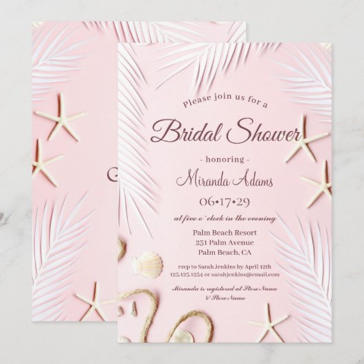 Modern Palm Beach Zeester Vrijgezellenfeest Kaart (Voorkant / Achterkant)