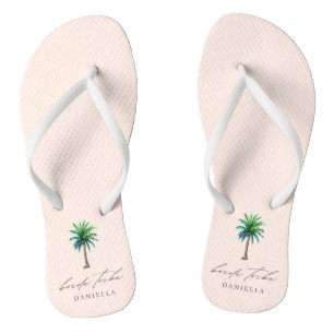 Modern Palm Boom Bride Tribe Blush Bachelorette Teenslippers