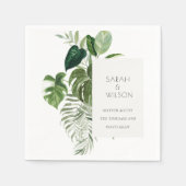 Modern Palm Green Leafy Tropical Foliage Wedding Servet (Voorkant)