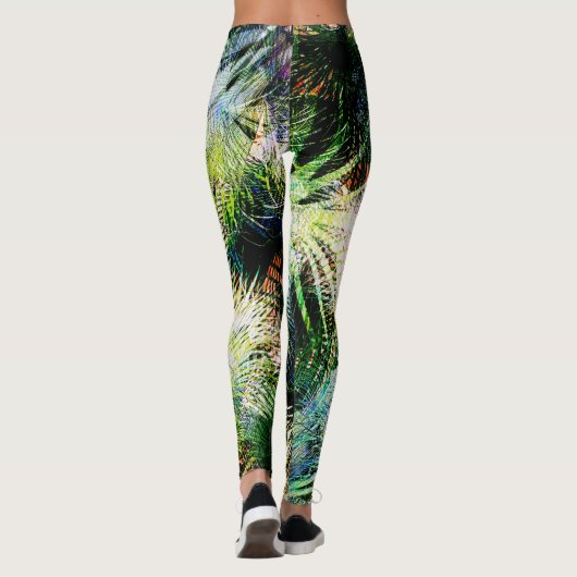 Modern palm laat tropisch abstract design leggings (Achterkant)