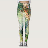 Modern palm laat tropisch abstract design leggings (Voorkant)
