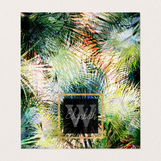Modern palm laat tropisch abstract design visitekaartje (Buitenkant ongevouwen)