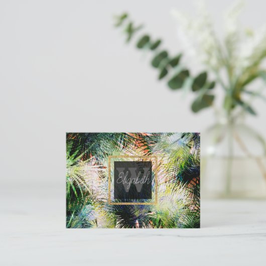 Modern palm laat tropisch abstract design visitekaartje (Staand voorkant)
