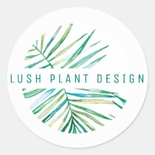 MODERN PALM LEAF LOGO botanische levensvormen groe Ronde Sticker