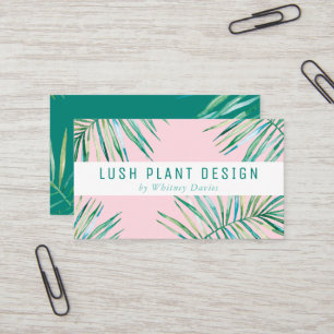 MODERN PALM LEAF LOGO weelderig botanisch groen ro Visitekaartje