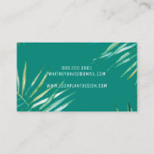 MODERN PALM LEAF LOGO weelderig botanisch groen ro Visitekaartje (Achterkant)