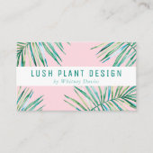 MODERN PALM LEAF LOGO weelderig botanisch groen ro Visitekaartje (Voorkant)