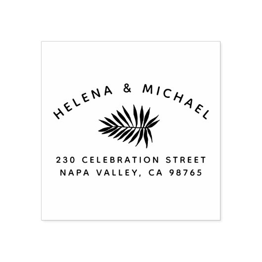 Modern Palm Leaf Return Address Wedding Rubberstempel (Afrduk)