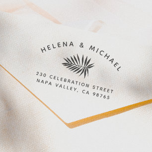 Modern Palm Leaf Return Address Wedding Rubberstempel