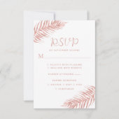 Modern Palm Leaf Roos Gold White Wedding RSVP Kaartje (Voorkant)