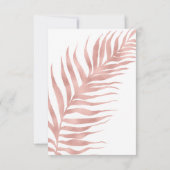 Modern Palm Leaf Roos Gold White Wedding RSVP Kaartje (Achterkant)
