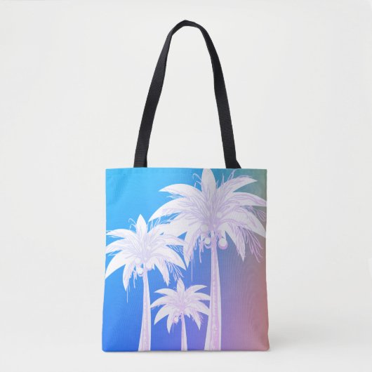 Modern Palm Leaf Waterverf Kleurrijk Blauw Roze Tote Bag (Voorkant)