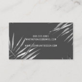 MODERN PALM LEAF weelderige botanische zwart grijs Visitekaartje (Achterkant)