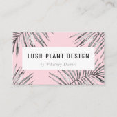 MODERN PALM LEAF weelderige botanische zwart grijs Visitekaartje (Voorkant)