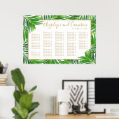 Modern Palm Leaves Beach Wedding Seding Chart Poster (Thuiskantoor)