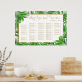 Modern Palm Leaves Beach Wedding Seding Chart Poster (Keuken)