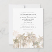 Modern Palm Trees Coastal Waterverf Wedding Kaart (Voorkant)