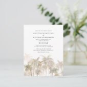 Modern Palm Trees Coastal Waterverf Wedding Kaart (Staand voorkant)