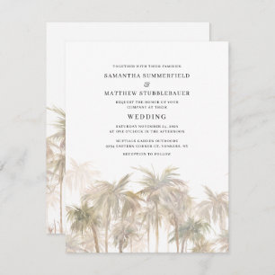 Modern Palm Trees Coastal Waterverf Wedding Kaart