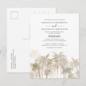 Modern Palm Trees Coastal Wedding Uitnodiging Briefkaart (Voorkant / Achterkant)