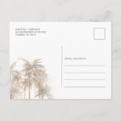 Modern Palm Trees Coastal Wedding Uitnodiging Briefkaart (Achterkant)