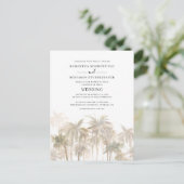 Modern Palm Trees Coastal Wedding Uitnodiging Briefkaart (Staand voorkant)
