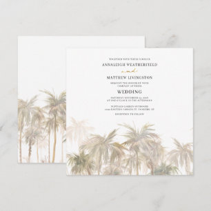 Modern Palm Trees Waterverf Wedding Kaart