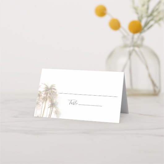 Modern Palm Trees Waterverf Wedding Place Card Plaatskaartje (Voorkant)