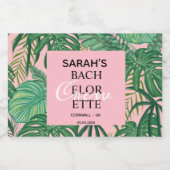 Modern Palm Tropical Pink Bachelorette Crewand Likeurfles Etiket (Enkel label)
