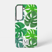 Modern palmblad patroon monogram samsung galaxy hoesje (Achterkant)