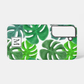 Modern palmblad patroon monogram samsung galaxy hoesje (Achterkant horizontaal)