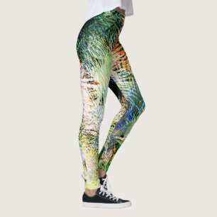 Modern palmbladen tropisch abstract ontwerp leggings