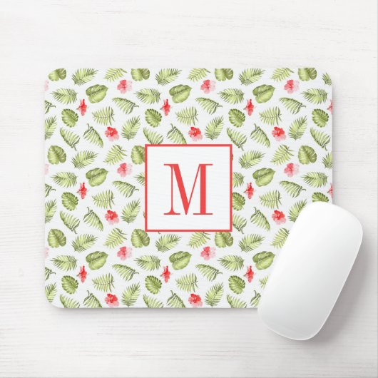 Modern palmbladeren monogram muismat (Met muis)