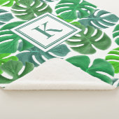 Modern palmbladerenmonogram sherpa deken (3/4)