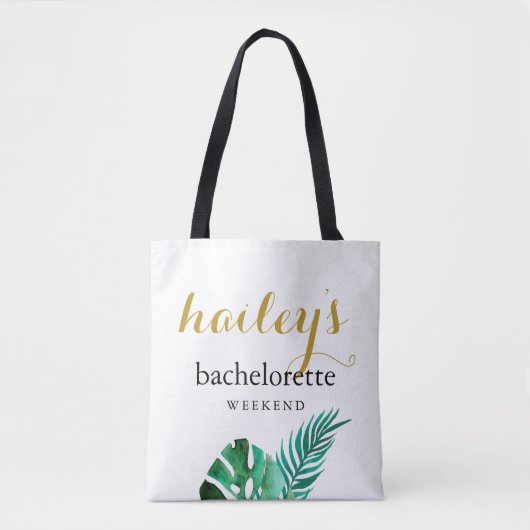 Modern Palms Bachelorette Weekend met naam Tote Bag (Voorkant)