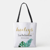 Modern Palms Bachelorette Weekend met naam Tote Bag (Achterkant)