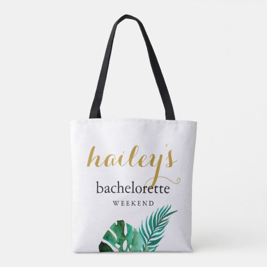 Modern Palms Bachelorette Weekend met naam Tote Bag (Achterkant)