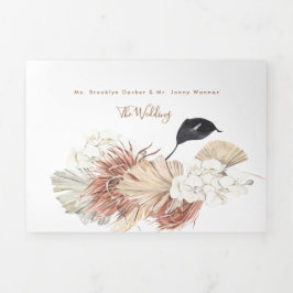 Modern Pampas Boho Desert Wedding Drieluik Uitnodiging