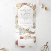 Modern Pampas Boho Desert Wedding Drieluik Uitnodiging (Binnen)