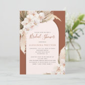 Modern Pampas Floral Terracotta Vrijgezellenfeest Kaart (Staand voorkant)