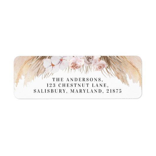 modern pampas gras orchid bohemian label (Voorkant)
