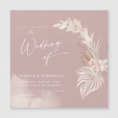 Modern Pampas Grass Blush Roos Boho Floral Magnetische Uitnodiging (Voorkant)